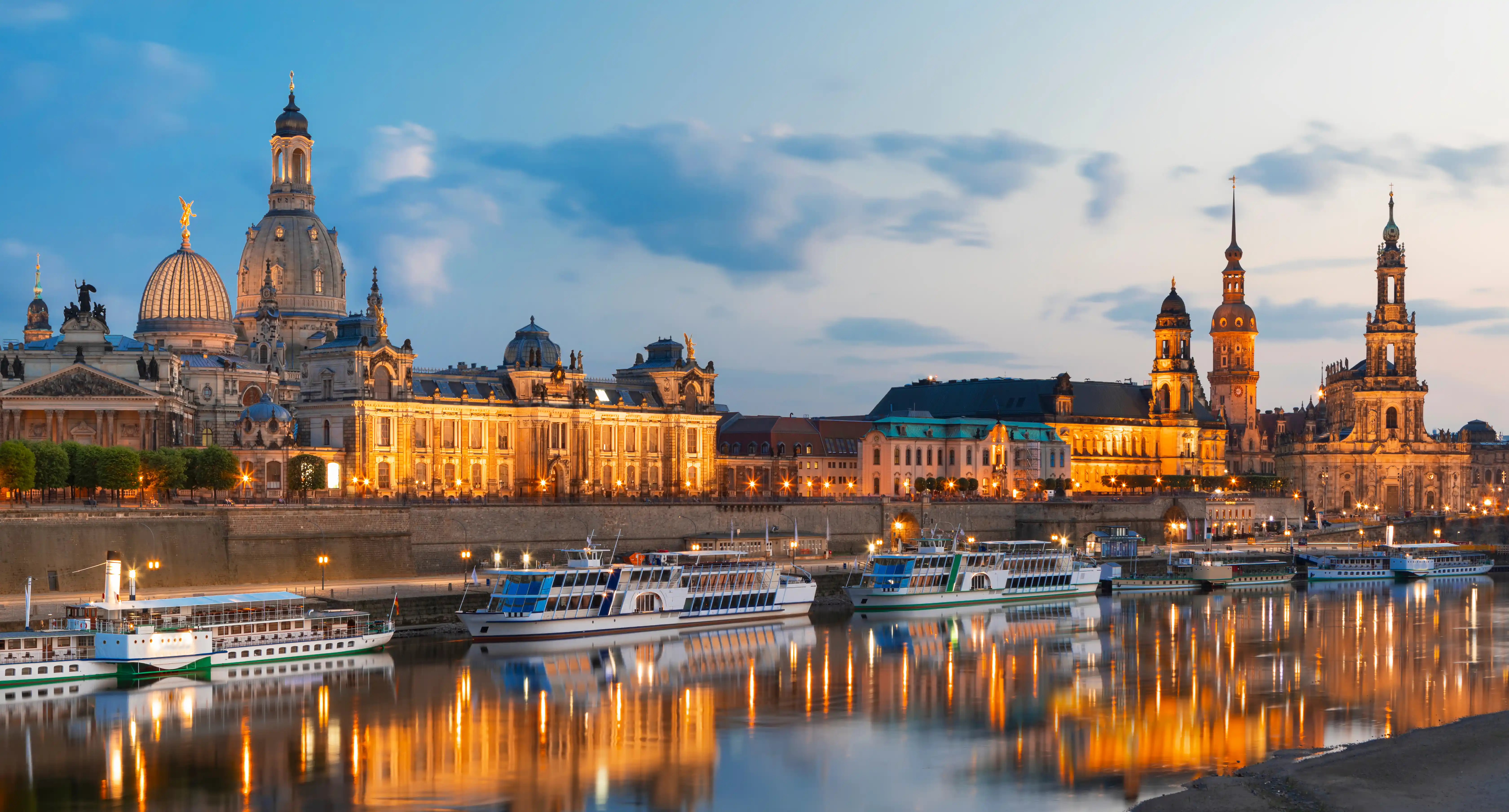 Scenic view of a river cruise ship in Europe